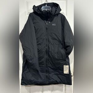 REI Women’s 1X Stormhenge Down Hybrid Long Jacket Parka Black NWT Ski Snowboard